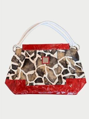 Miche Prima Shell Lexi Giraffe Print Faux Leather with Red Patent Accents